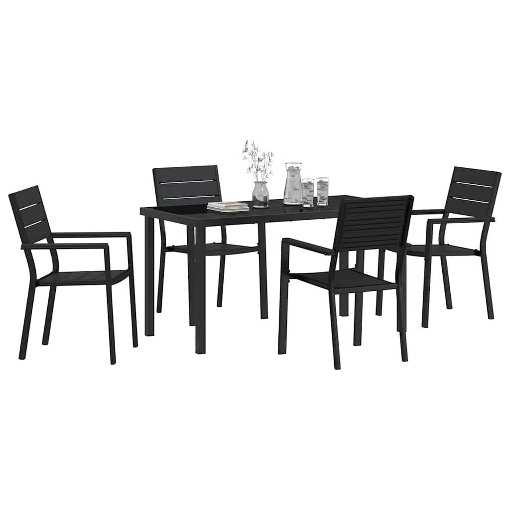 Vrtni set za objed 5 pcs Crna Čelik s prahom premazan