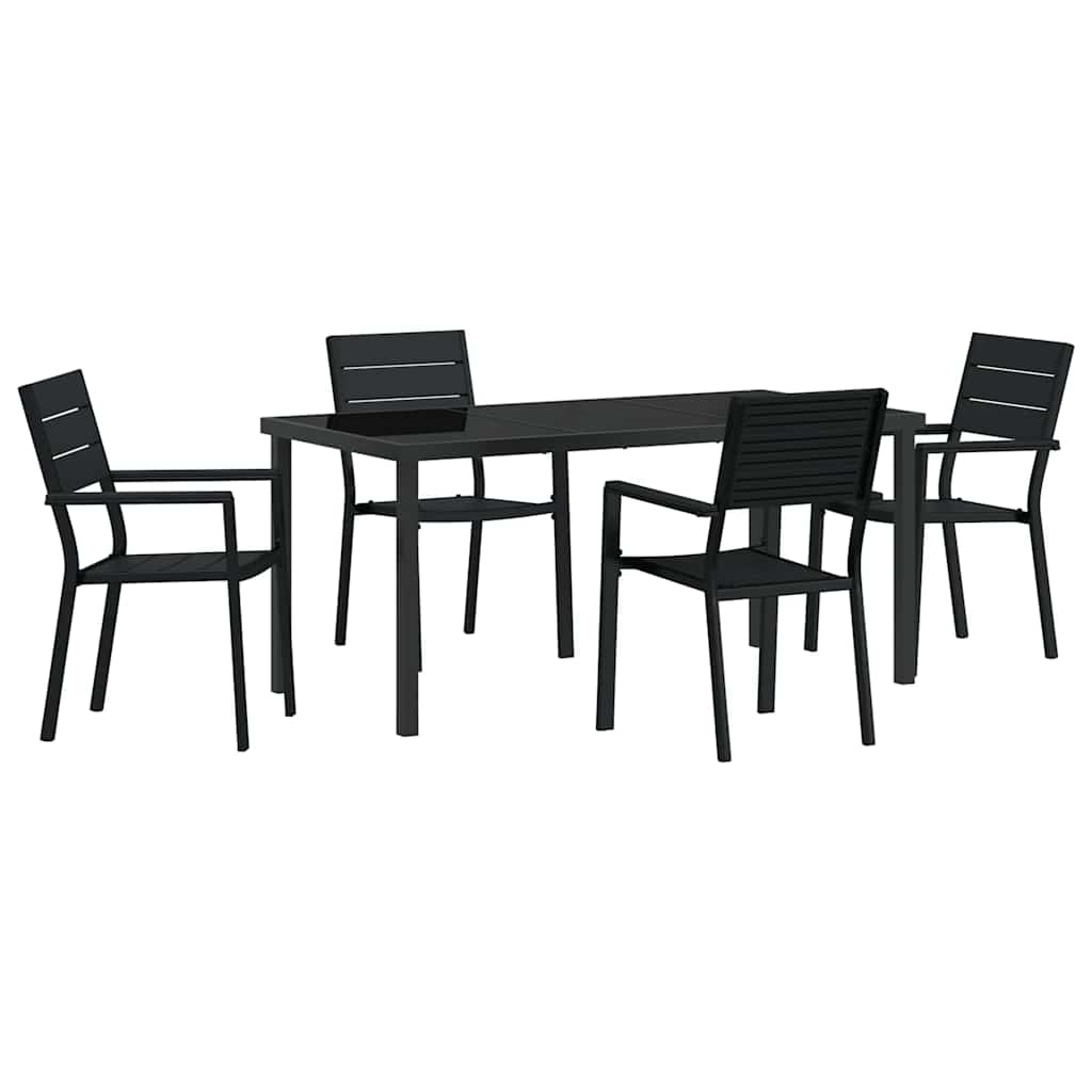 Vrtni set za objed 5 pcs Crna Čelik s prahom premazan