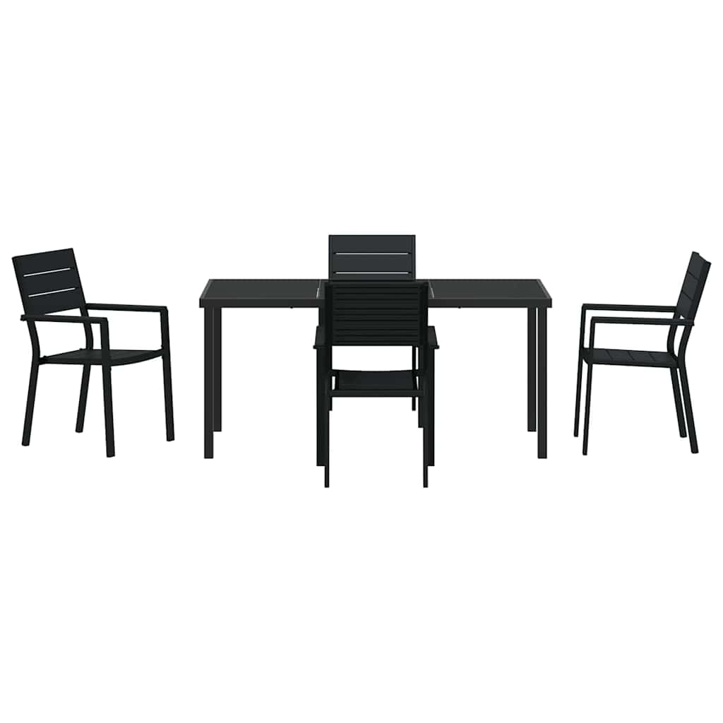 Vrtni set za objed 5 pcs Crna Čelik s prahom premazan