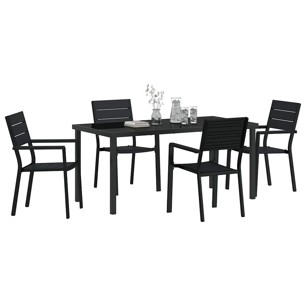 Vrtni set za objed 5 pcs Crna Čelik s prahom premazan
