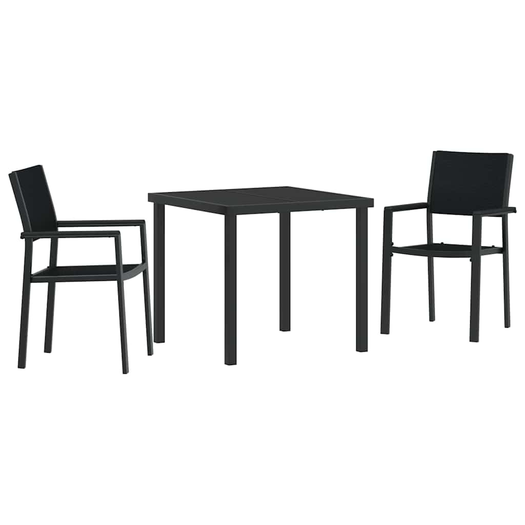 Vrtni set za objed 3 pcs Crna Čelik s prahom premazan