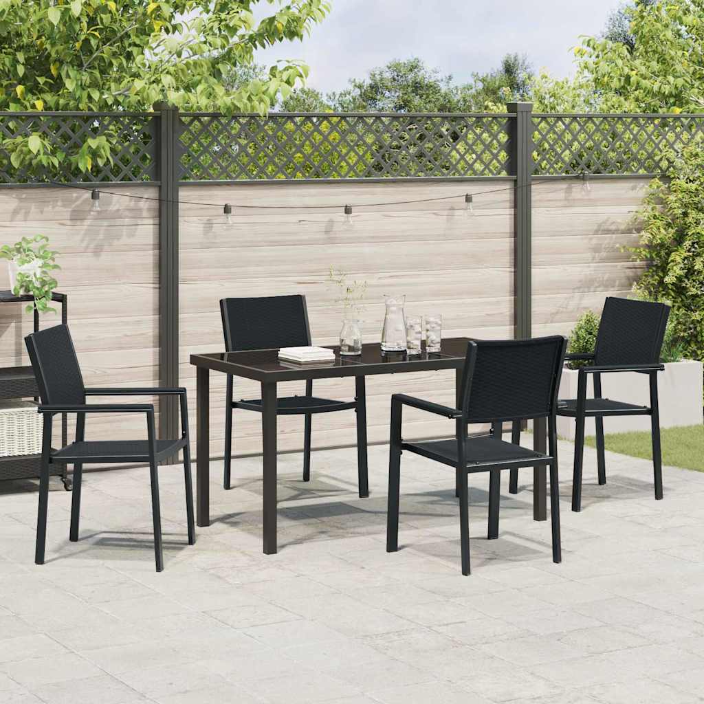 Vrtni set za objed 5 pcs Crna Čelik s prahom premazan