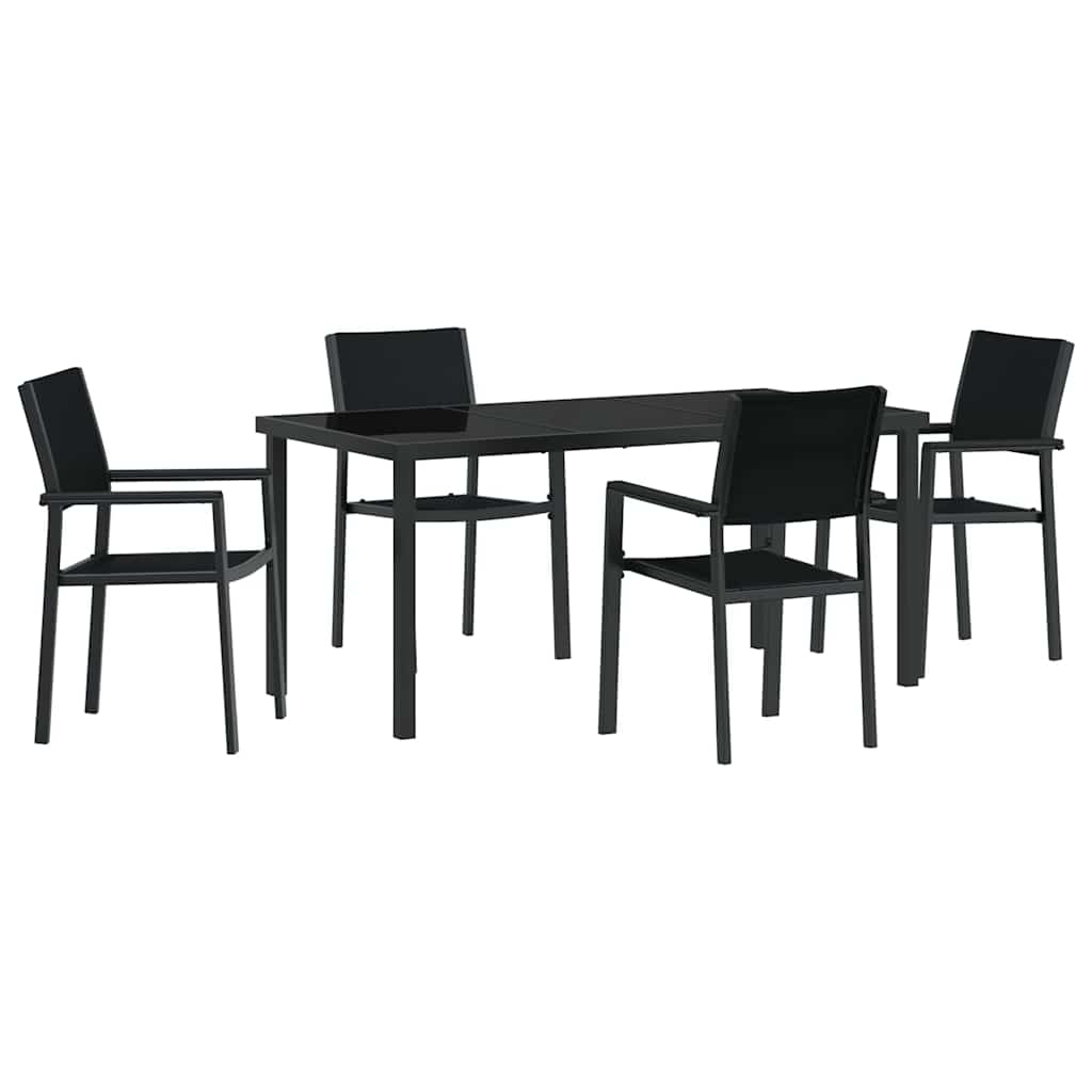 Vrtni set za objed 3 pcs Crna Čelik s prahom premazan
