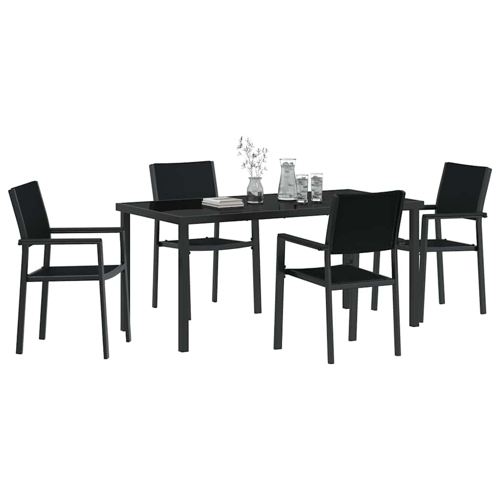 Vrtni set za objed 3 pcs Crna Čelik s prahom premazan