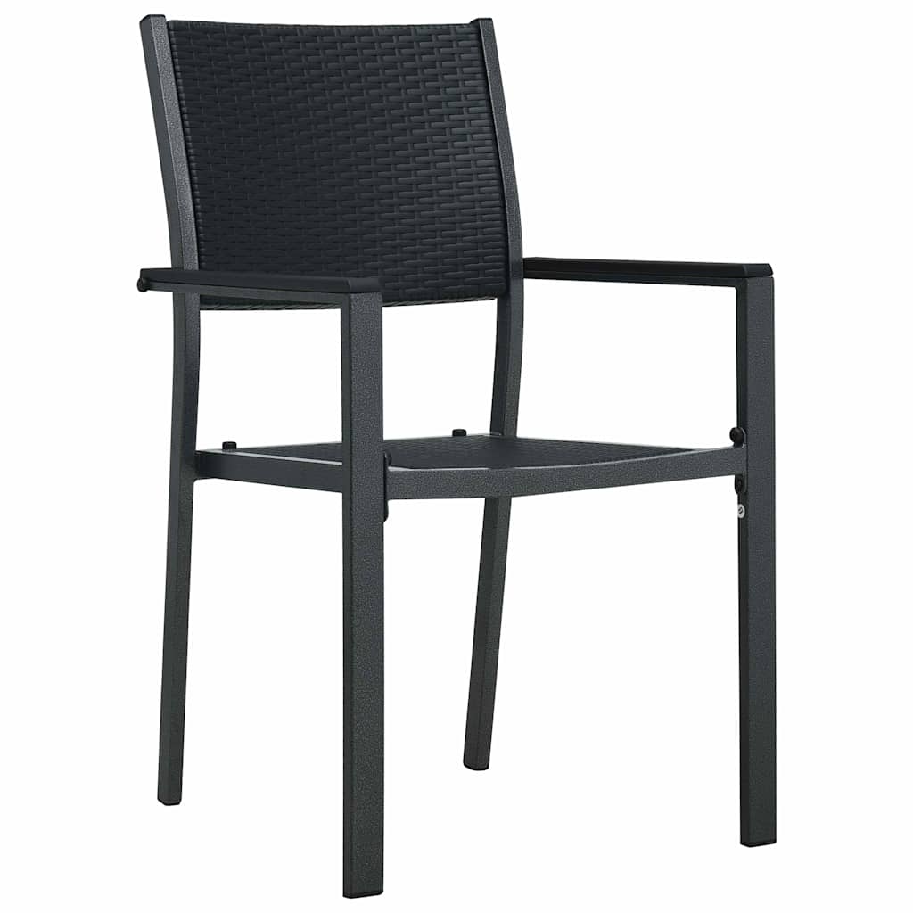 Vrtni set za objed 7 pcs Crna Čelik s prahom premazan