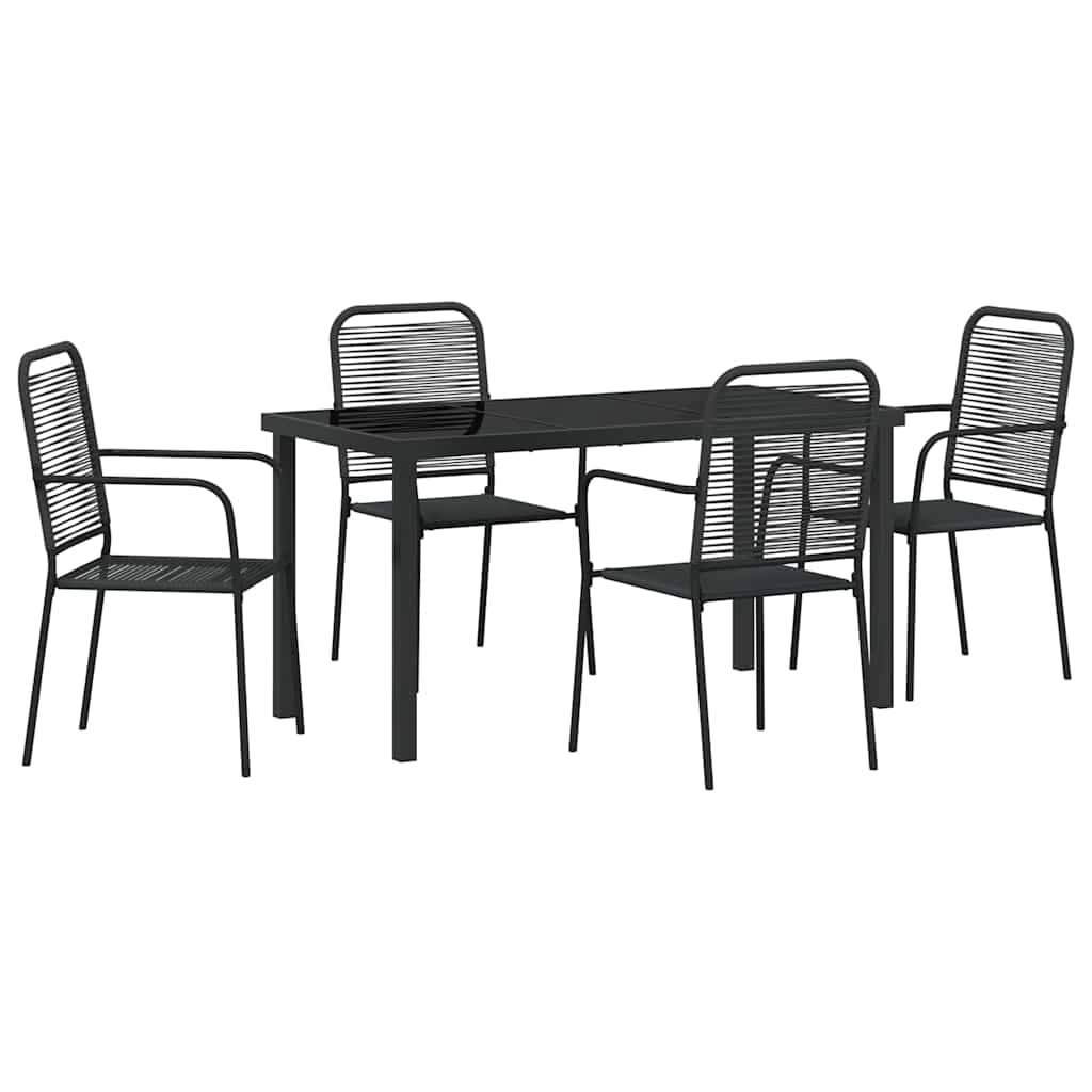 Vrtni set za objed 5 pcs Crna Čelik s prahom premazan