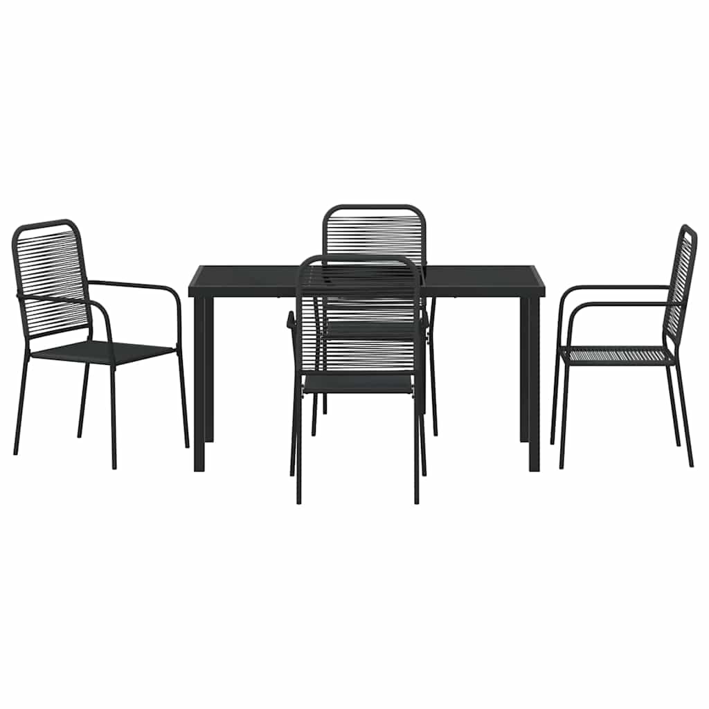 Vrtni set za objed 5 pcs Crna Čelik s prahom premazan