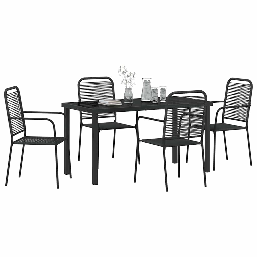Vrtni set za objed 5 pcs Crna Čelik s prahom premazan