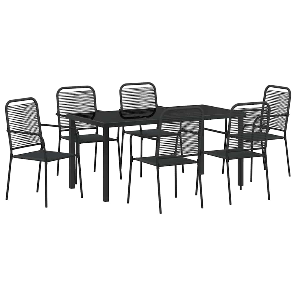 Vrtni set za objed 7 pcs Crna Čelik s prahom premazan