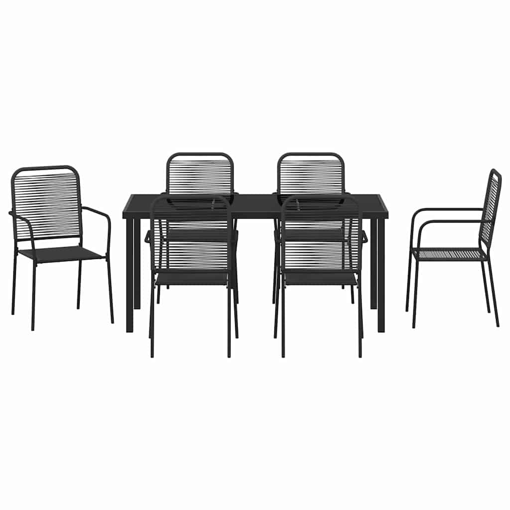 Vrtni set za objed 7 pcs Crna Čelik s prahom premazan