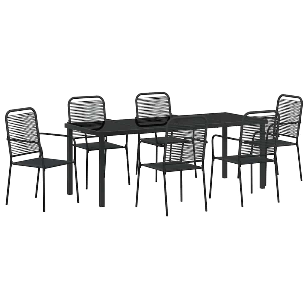 Vrtni set za objed 7 pcs Crna Čelik s prahom premazan