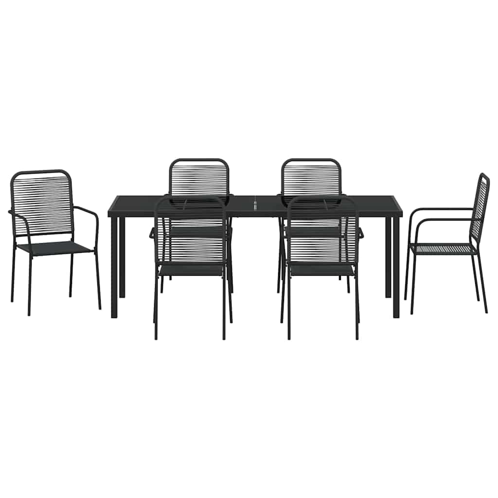 Vrtni set za objed 7 pcs Crna Čelik s prahom premazan