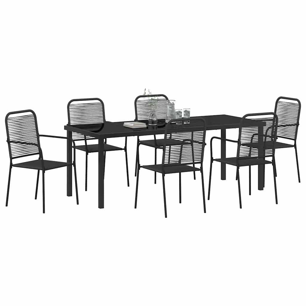 Vrtni set za objed 7 pcs Crna Čelik s prahom premazan