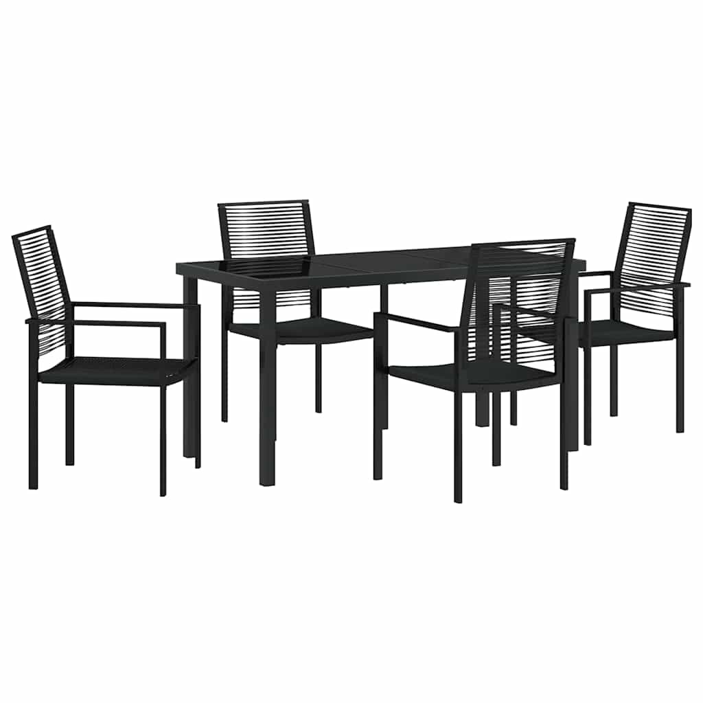 Vrtni set za objed 5 pcs Crna Čelik s prahom premazan