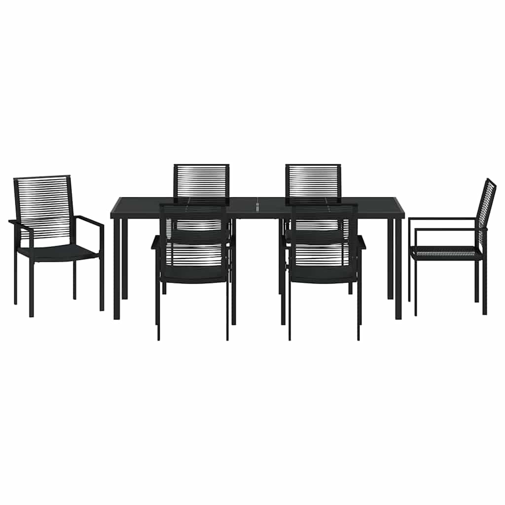 Vrtni set za objed 7 pcs Crna Čelik s prahom premazan