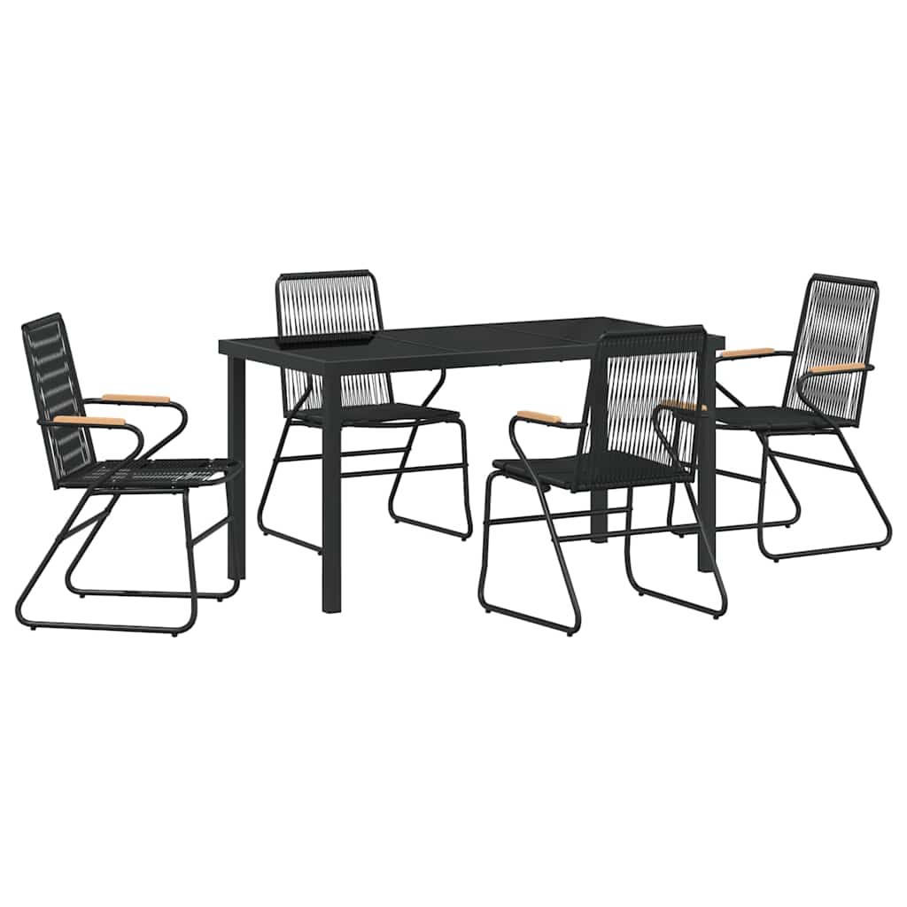 Vrtni set za objed 5 pcs Crna Čelik s prahom premazan