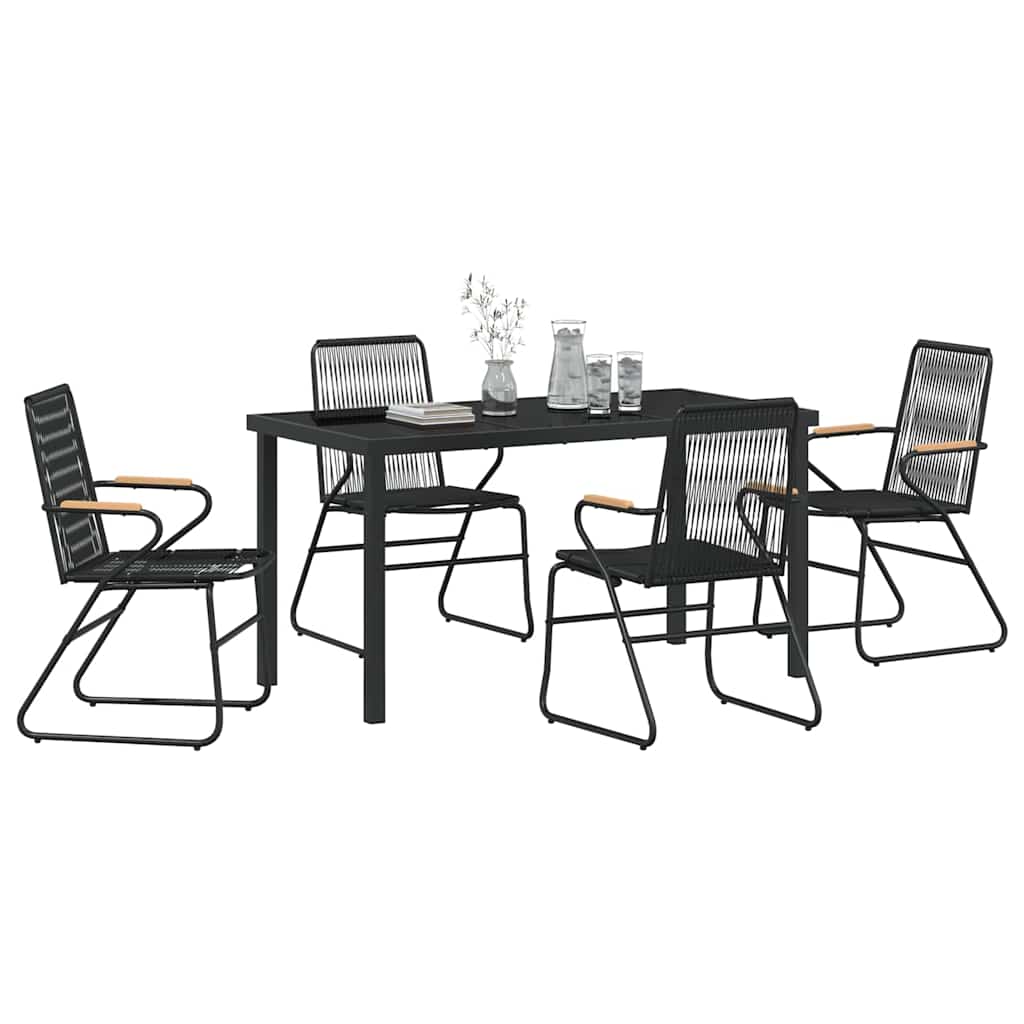 Vrtni set za objed 5 pcs Crna Čelik s prahom premazan