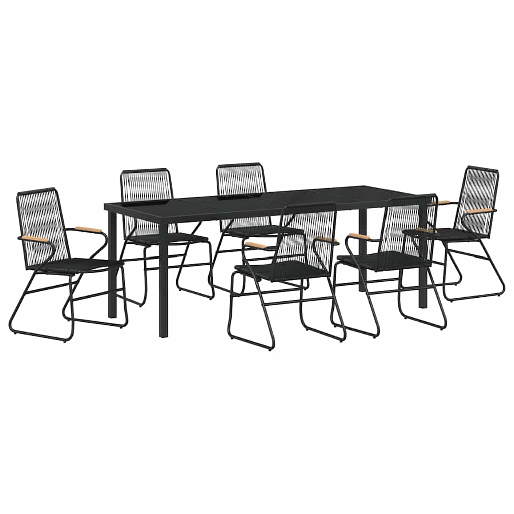 Vrtni set za objed 7 pcs Crna Čelik s prahom premazan