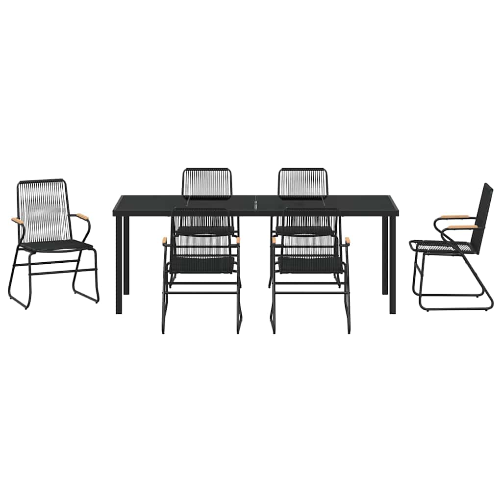 Vrtni set za objed 7 pcs Crna Čelik s prahom premazan