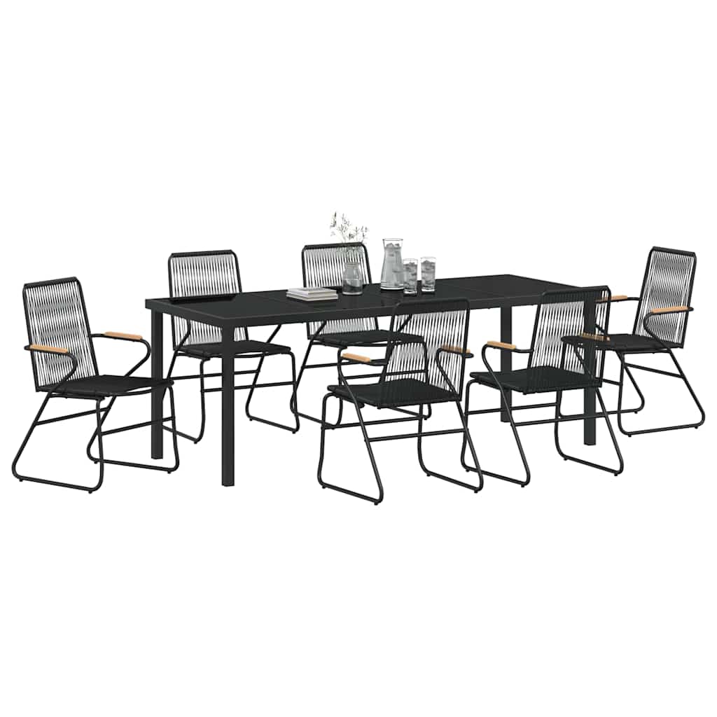 Vrtni set za objed 7 pcs Crna Čelik s prahom premazan