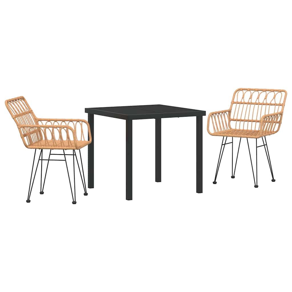Vrtni set za objed 3 pcs Smeđa Čelik s prahom premazan