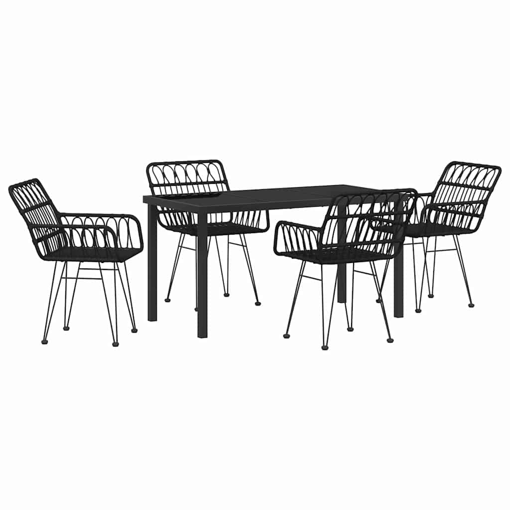 Vrtni set za objed 5 pcs Crna Čelik s prahom premazan