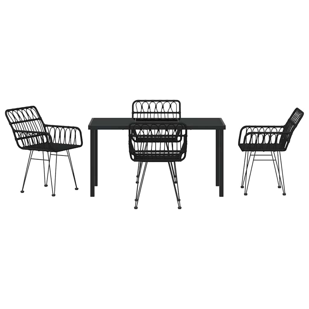 Vrtni set za objed 5 pcs Crna Čelik s prahom premazan