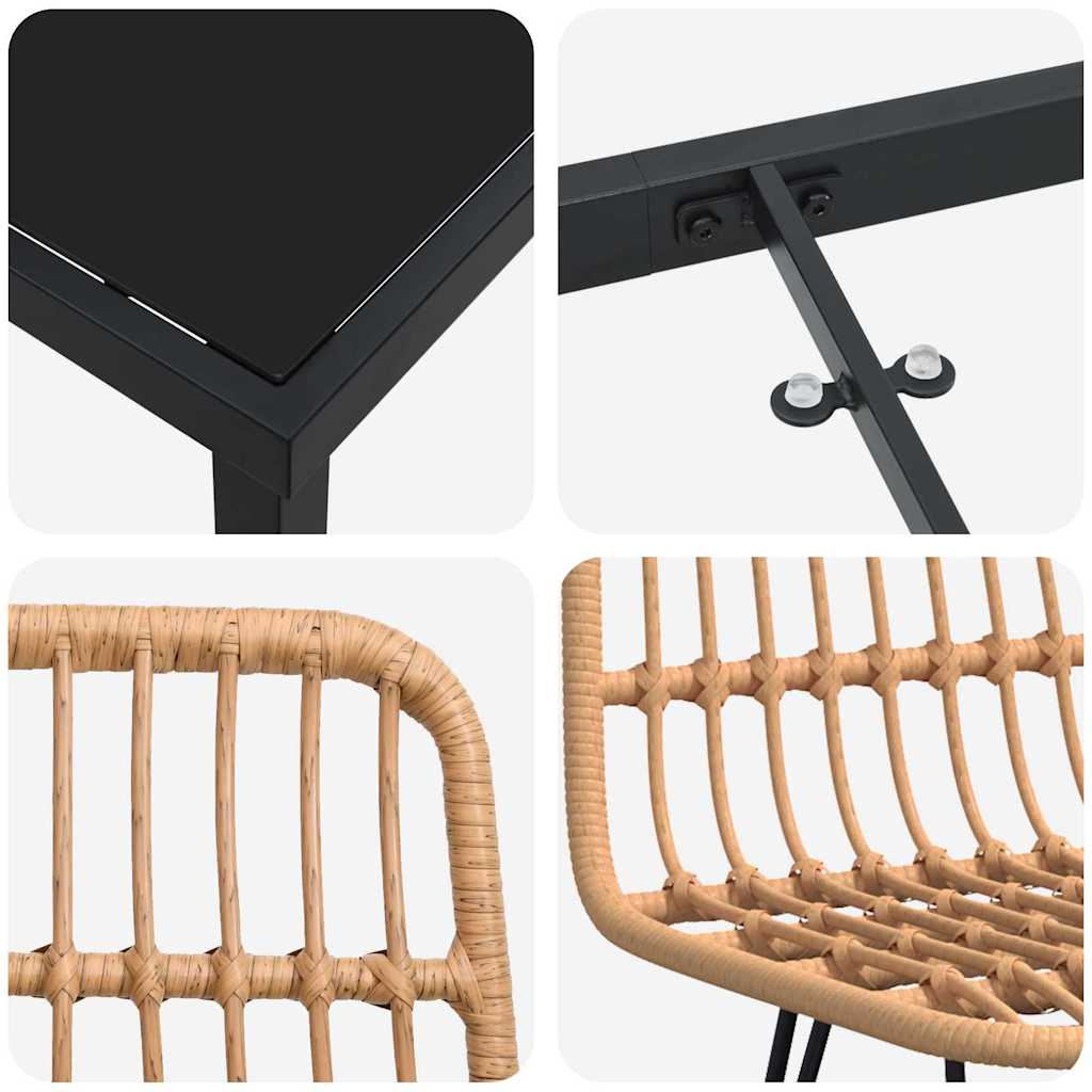 Vrtni set za objed 5 pcs Smeđa Čelik s prahom premazan