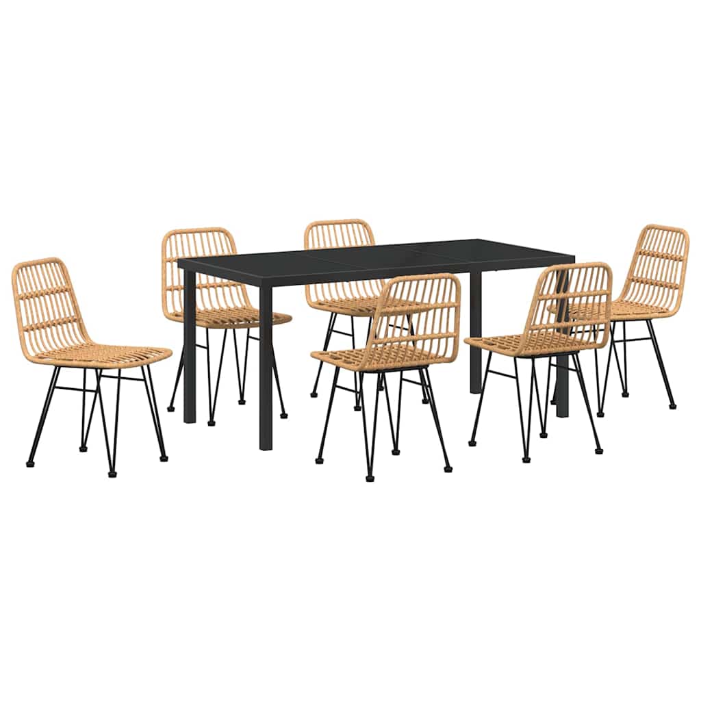 Vrtni set za objed 7 pcs Smeđa Čelik s prahom premazan