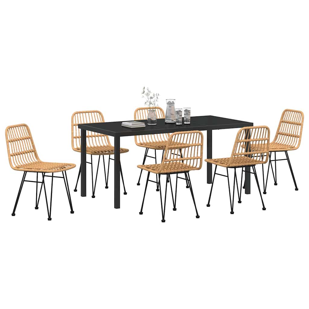 Vrtni set za objed 7 pcs Smeđa Čelik s prahom premazan