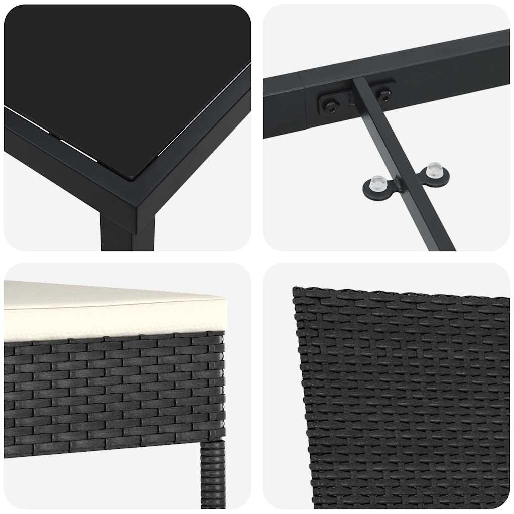 Vrtni set za objed 5 pcs Crna Čelik s prahom premazan