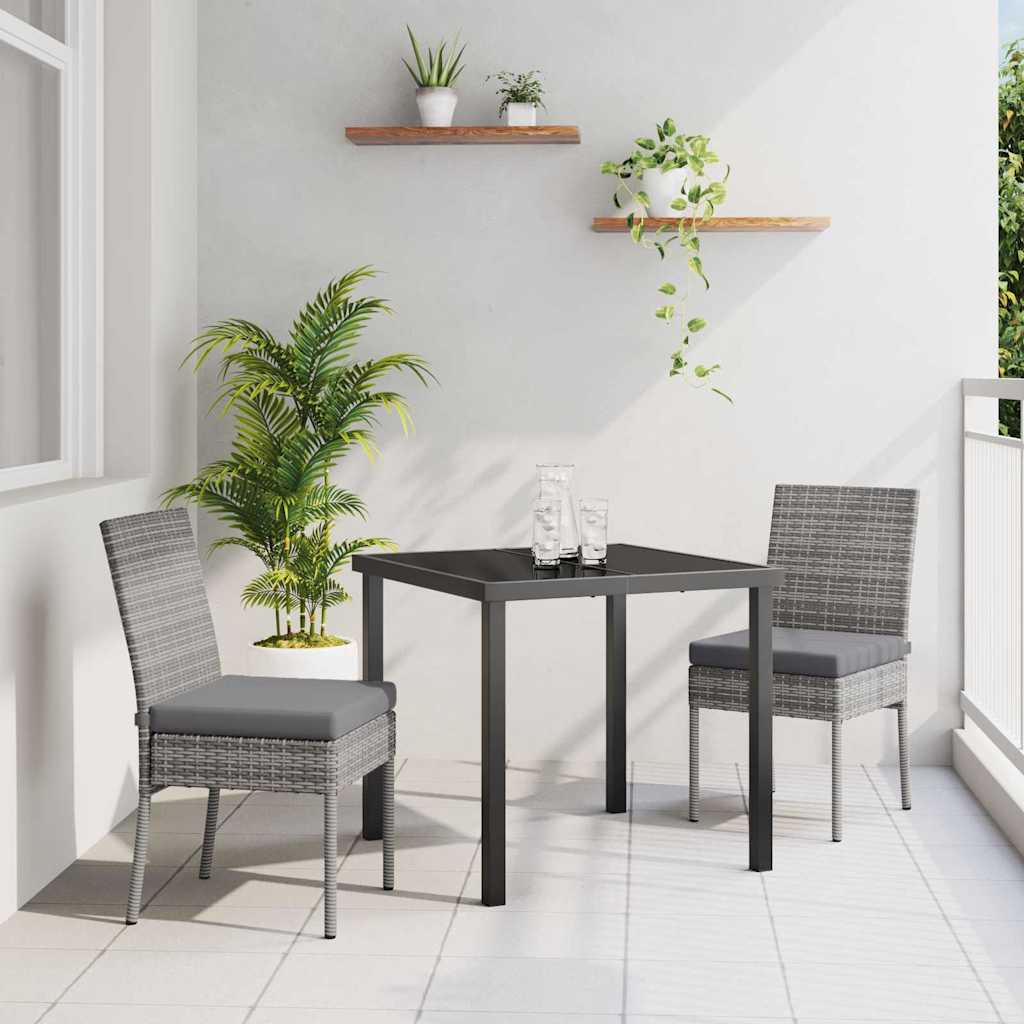 Vrtni set za objed 3 pcs Siva Čelik s prahom premazan