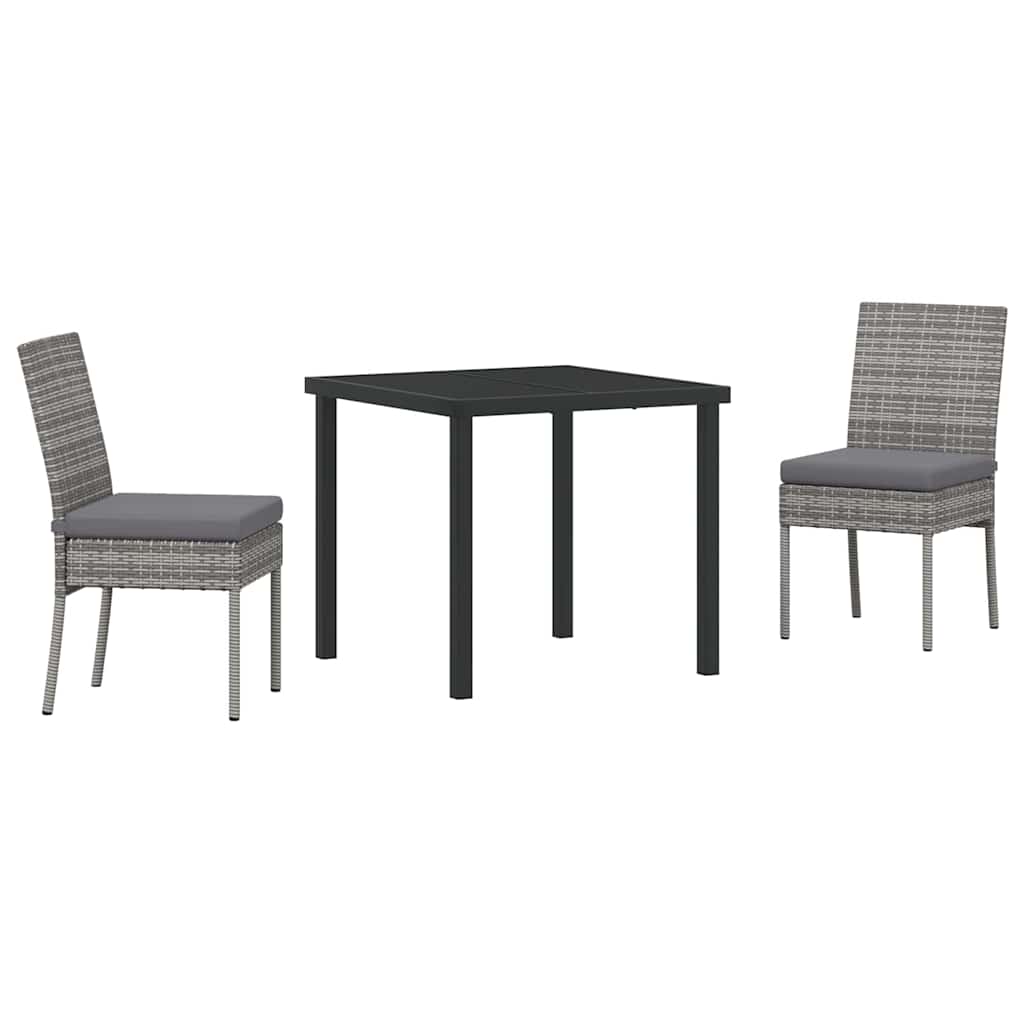Vrtni set za objed 3 pcs Siva Čelik s prahom premazan