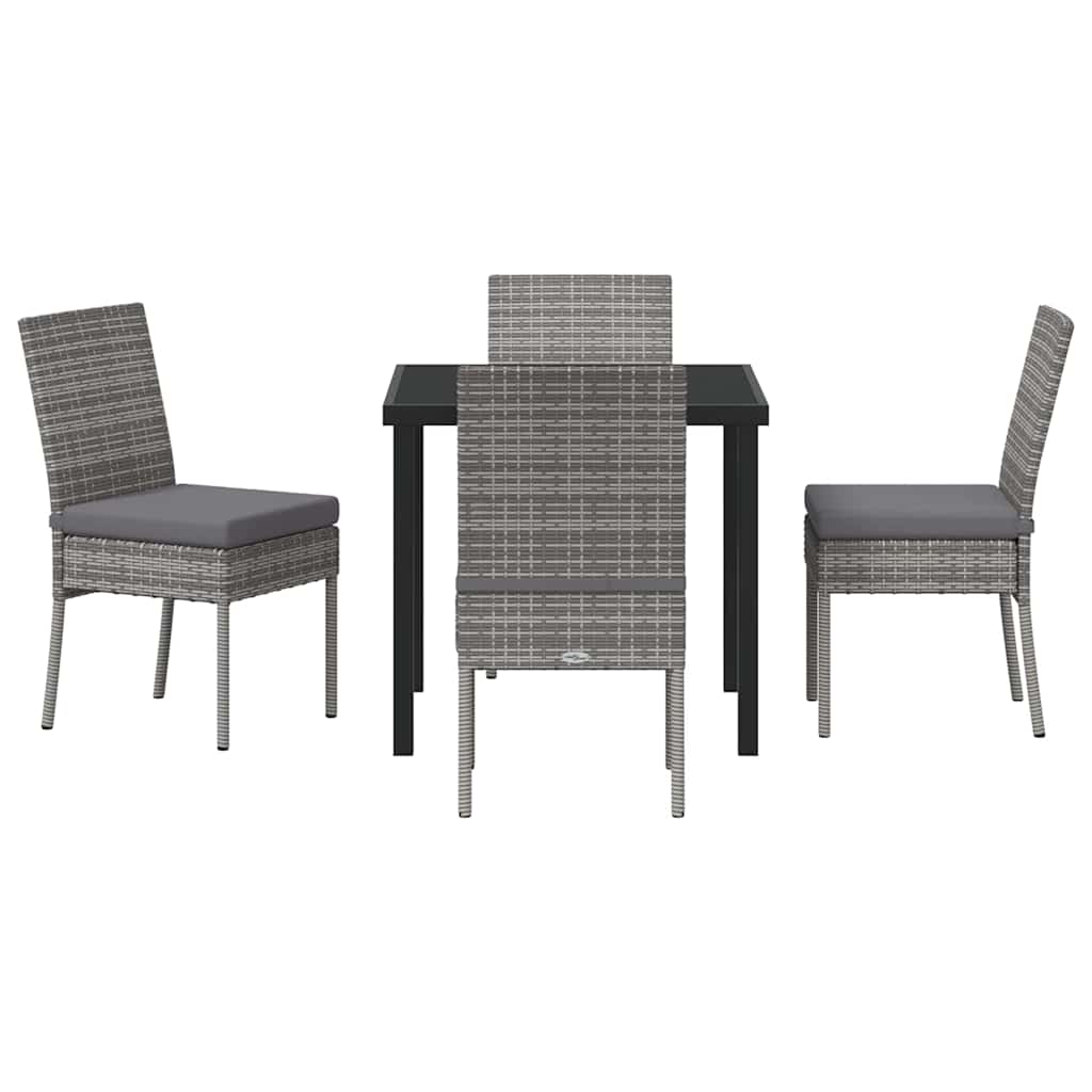 Vrtni set za objed 5 pcs Siva Čelik s prahom premazan