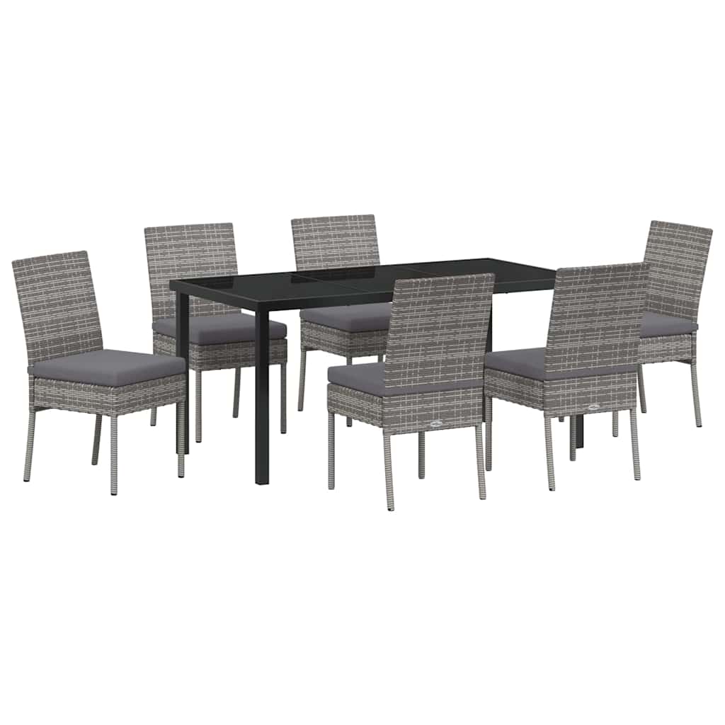 Vrtni set za objed 7 pcs Siva Čelik s prahom premazan