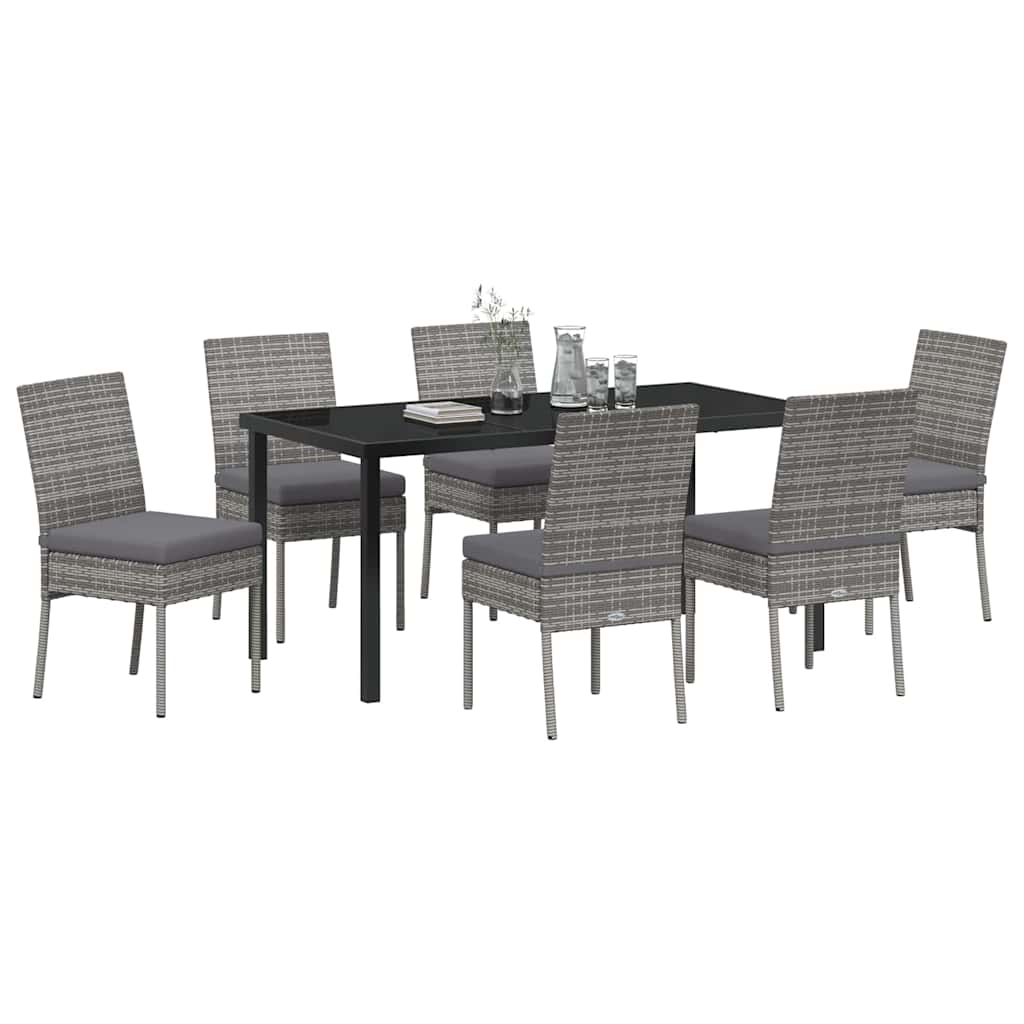 Vrtni set za objed 7 pcs Siva Čelik s prahom premazan