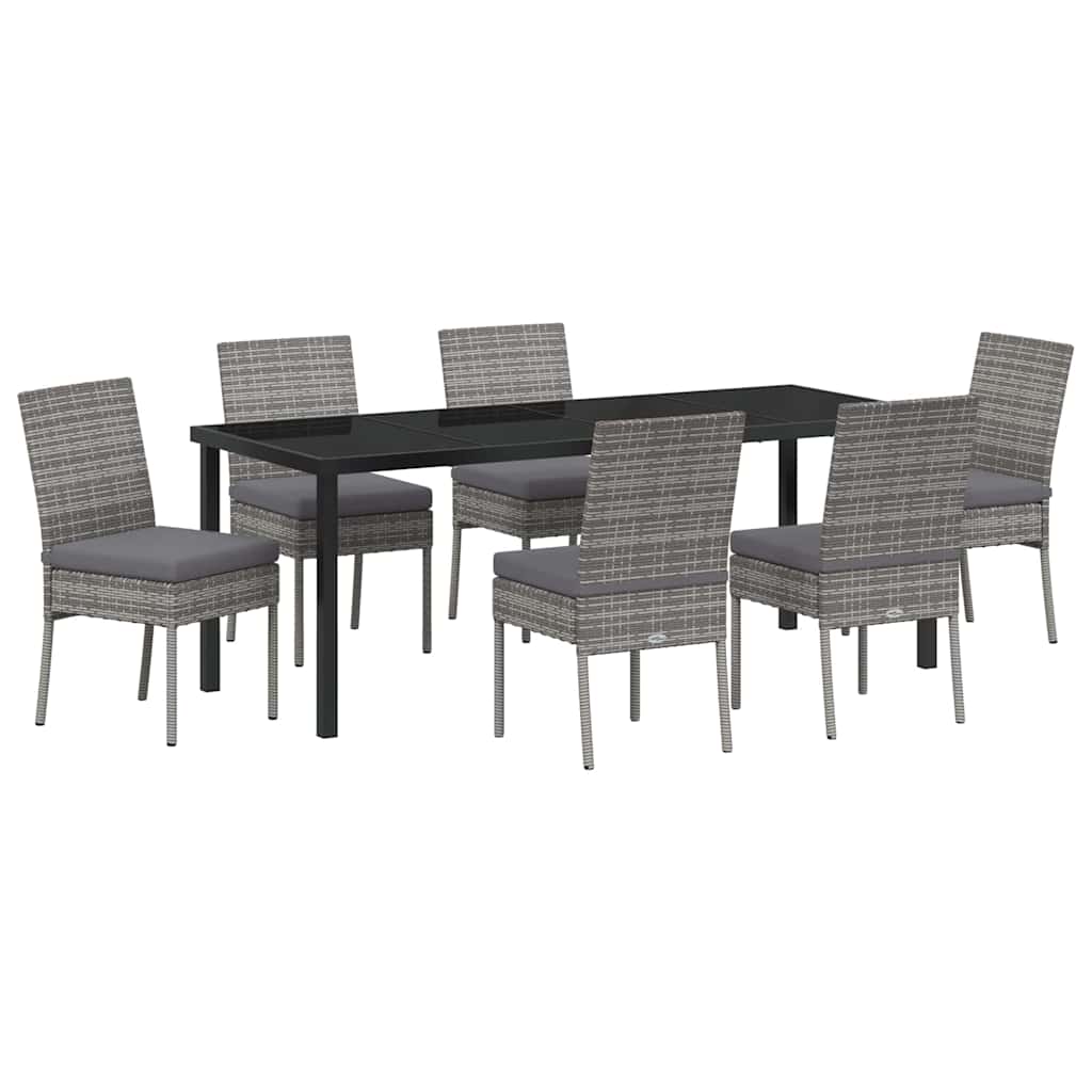 Vrtni set za objed 7 pcs Siva Čelik s prahom premazan