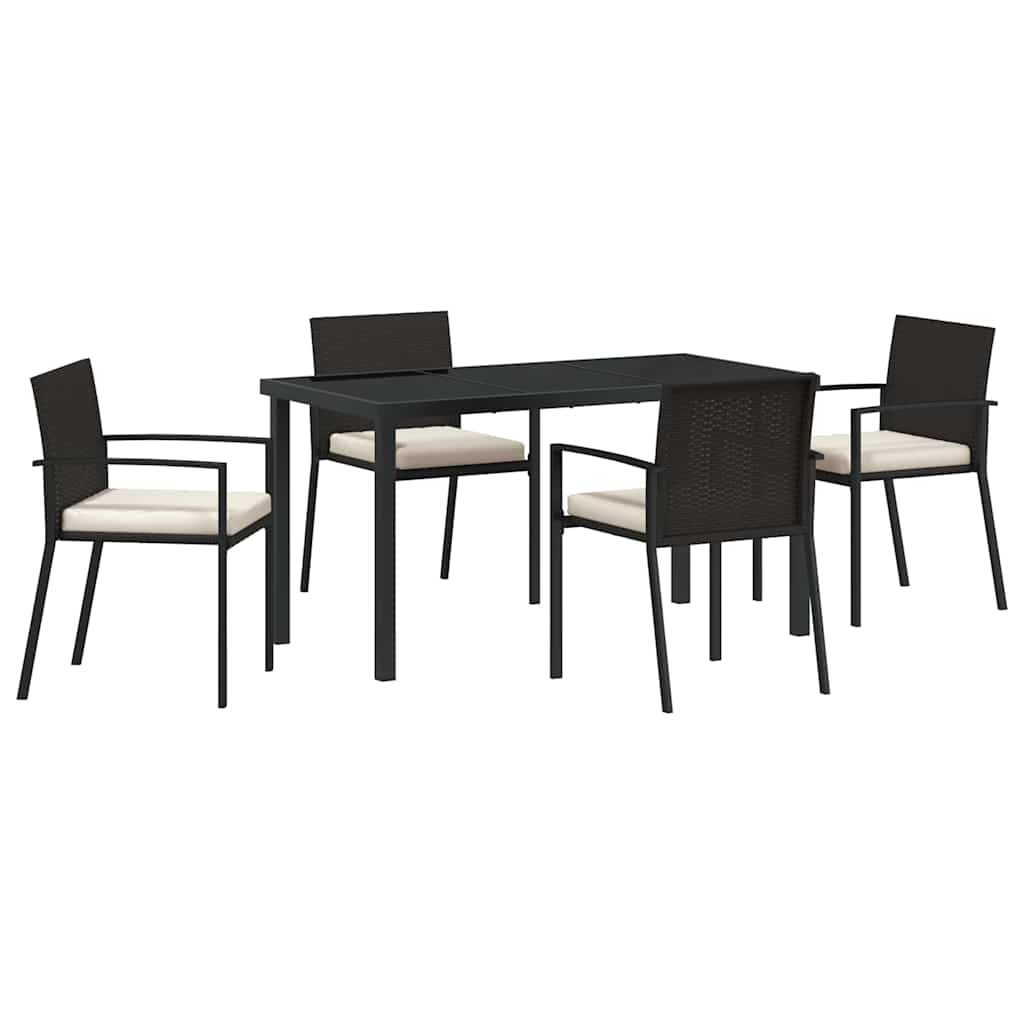 Vrtni set za objed 5 pcs Crna Čelik s prahom premazan
