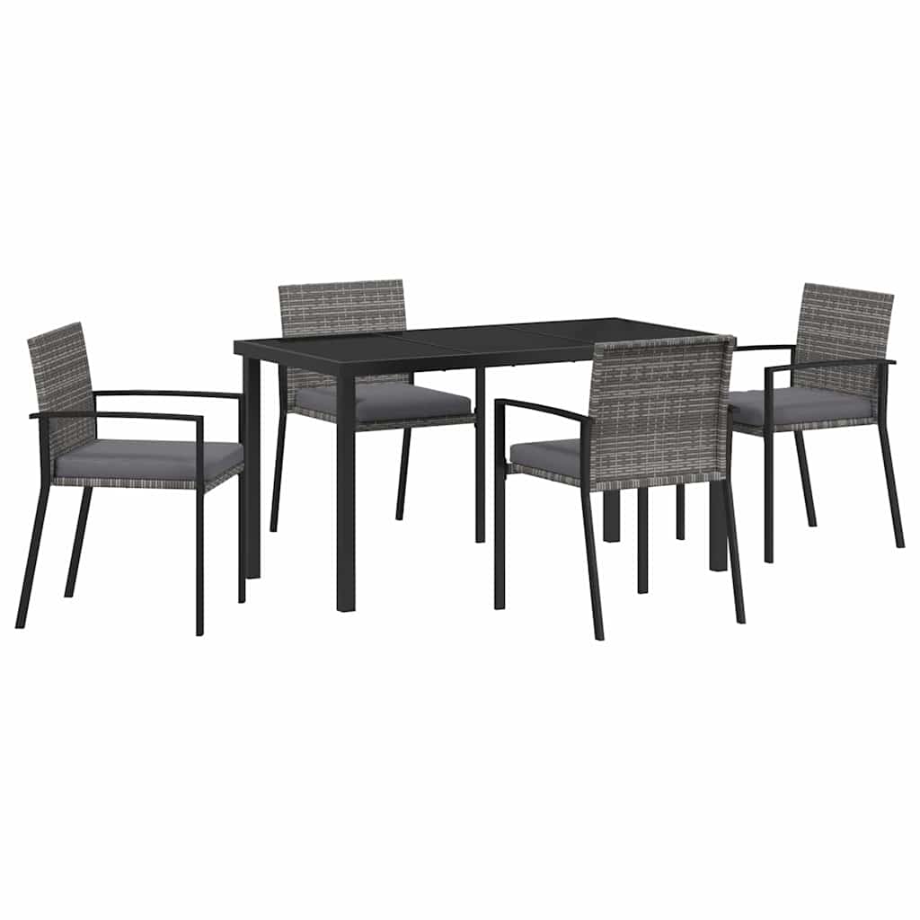 Vrtni set za objed 5 pcs Siva Čelik s prahom premazan
