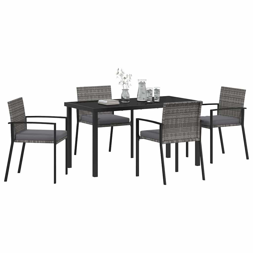 Vrtni set za objed 5 pcs Siva Čelik s prahom premazan