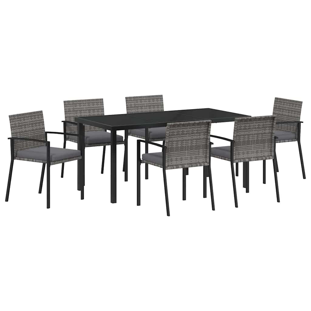 Vrtni set za objed 7 pcs Siva Čelik s prahom premazan