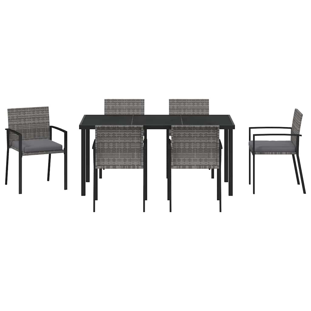 Vrtni set za objed 7 pcs Siva Čelik s prahom premazan