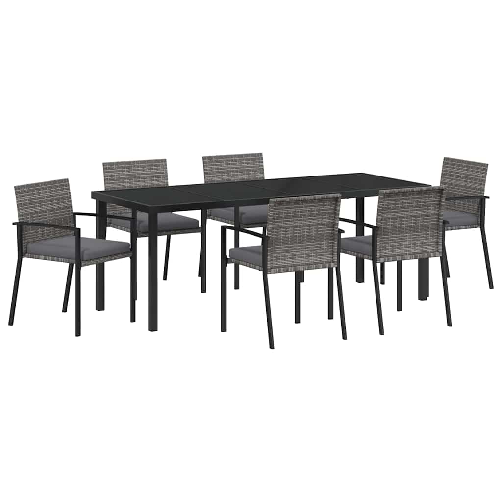 Vrtni set za objed 6 pcs Siva Čelik s prahom premazan