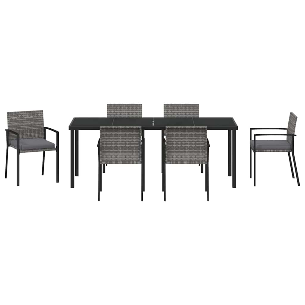 Vrtni set za objed 6 pcs Siva Čelik s prahom premazan