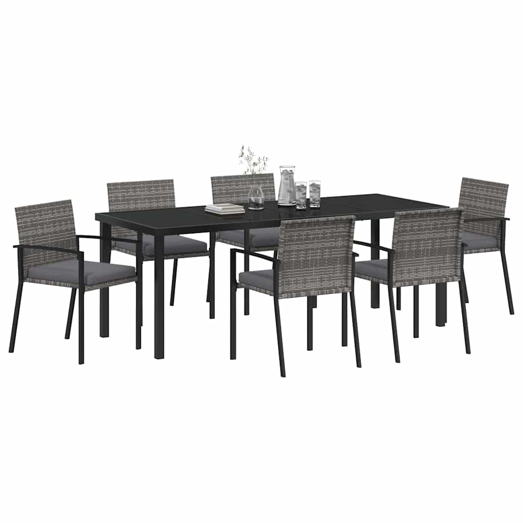 Vrtni set za objed 6 pcs Siva Čelik s prahom premazan
