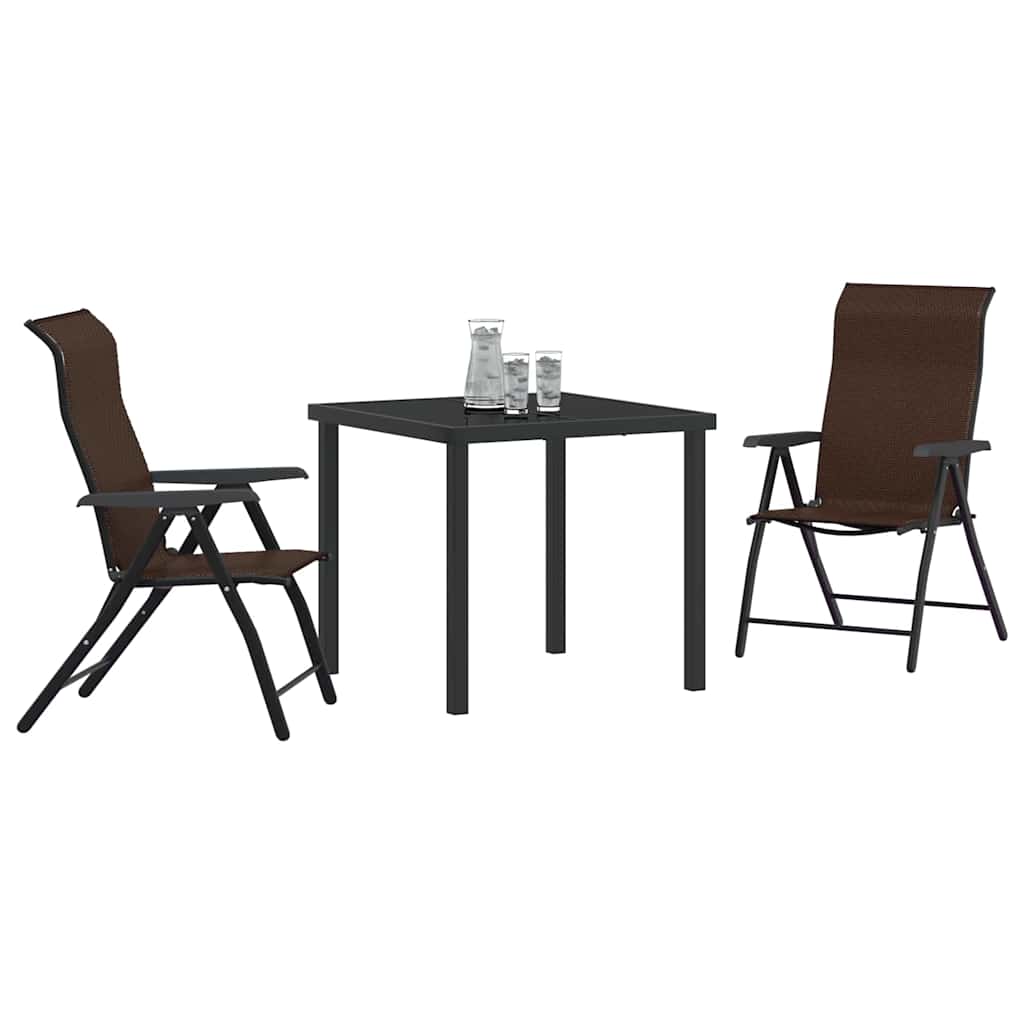 Vrtni set za objed 3 pcs Smeđa Čelik s prahom premazan