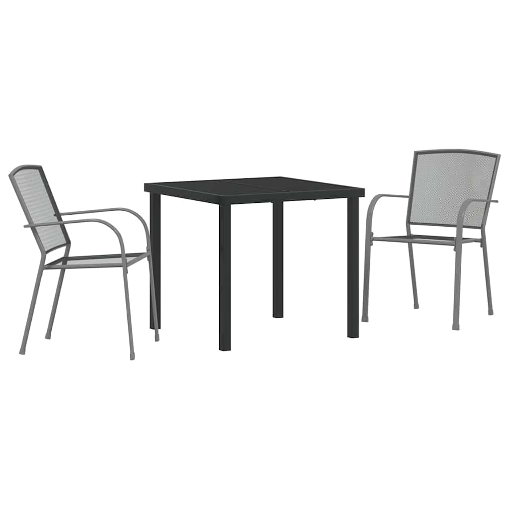 Vrtni set za objed 3 pcs Antracit Čelik s prahom premazan