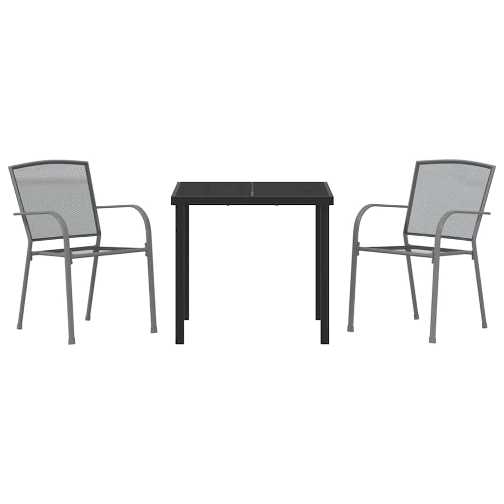 Vrtni set za objed 3 pcs Antracit Čelik s prahom premazan