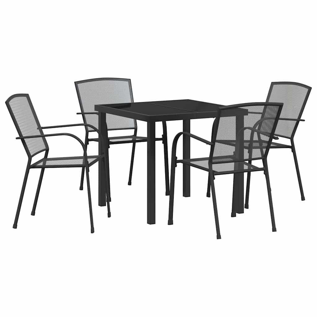 Vrtni set za objed 5 pcs Antracit Čelik s prahom premazan