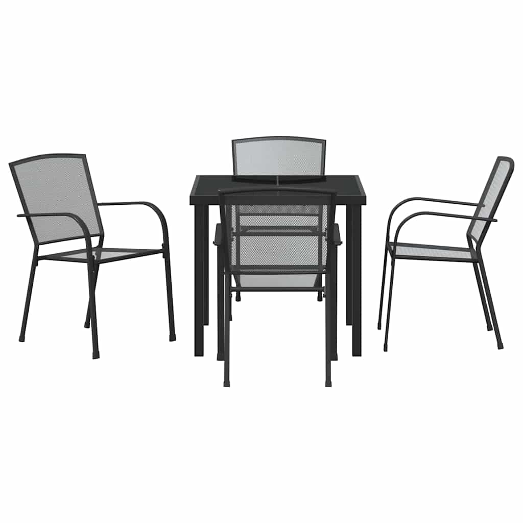 Vrtni set za objed 5 pcs Antracit Čelik s prahom premazan